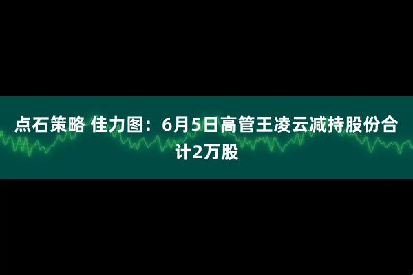 点石策略 佳力图：6月5日高管王凌云减持股份合计2万股